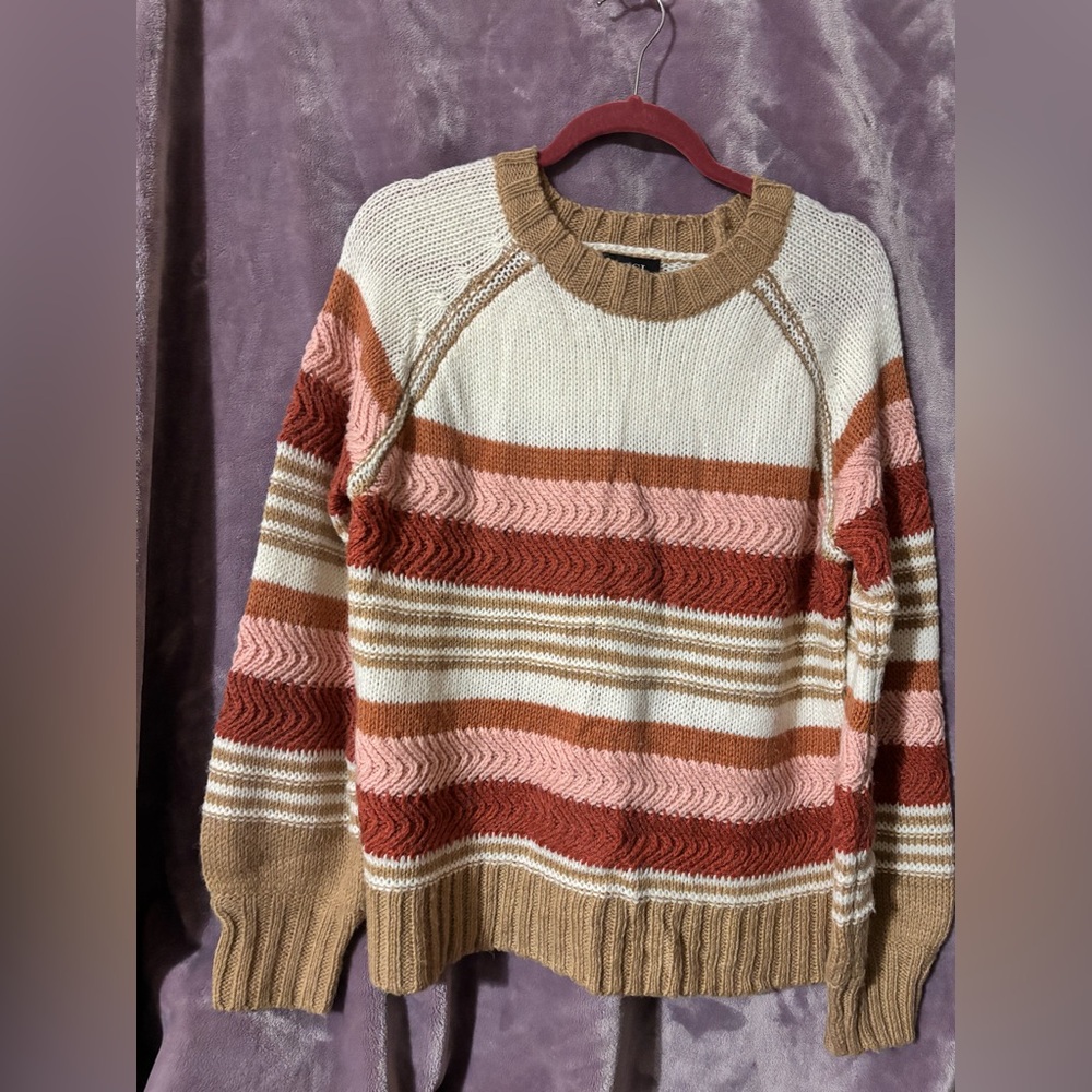 Vici Striped Wool Blend Sweater in Cream, Pink, and Brown